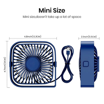 TOPK Mini Portable Fan USB Desk Fan Table Quiet 3 Speed Wind Personal Fan