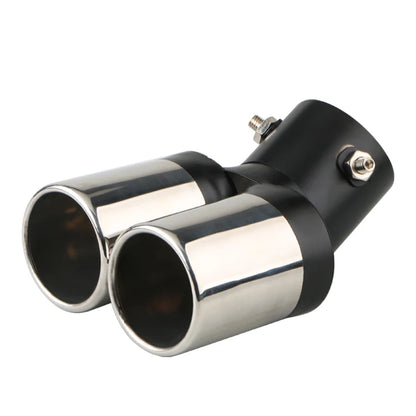 1PCS 63MM Inlet Double-Tube Curved Tailpipe Muffler Tip Stainless Steel
