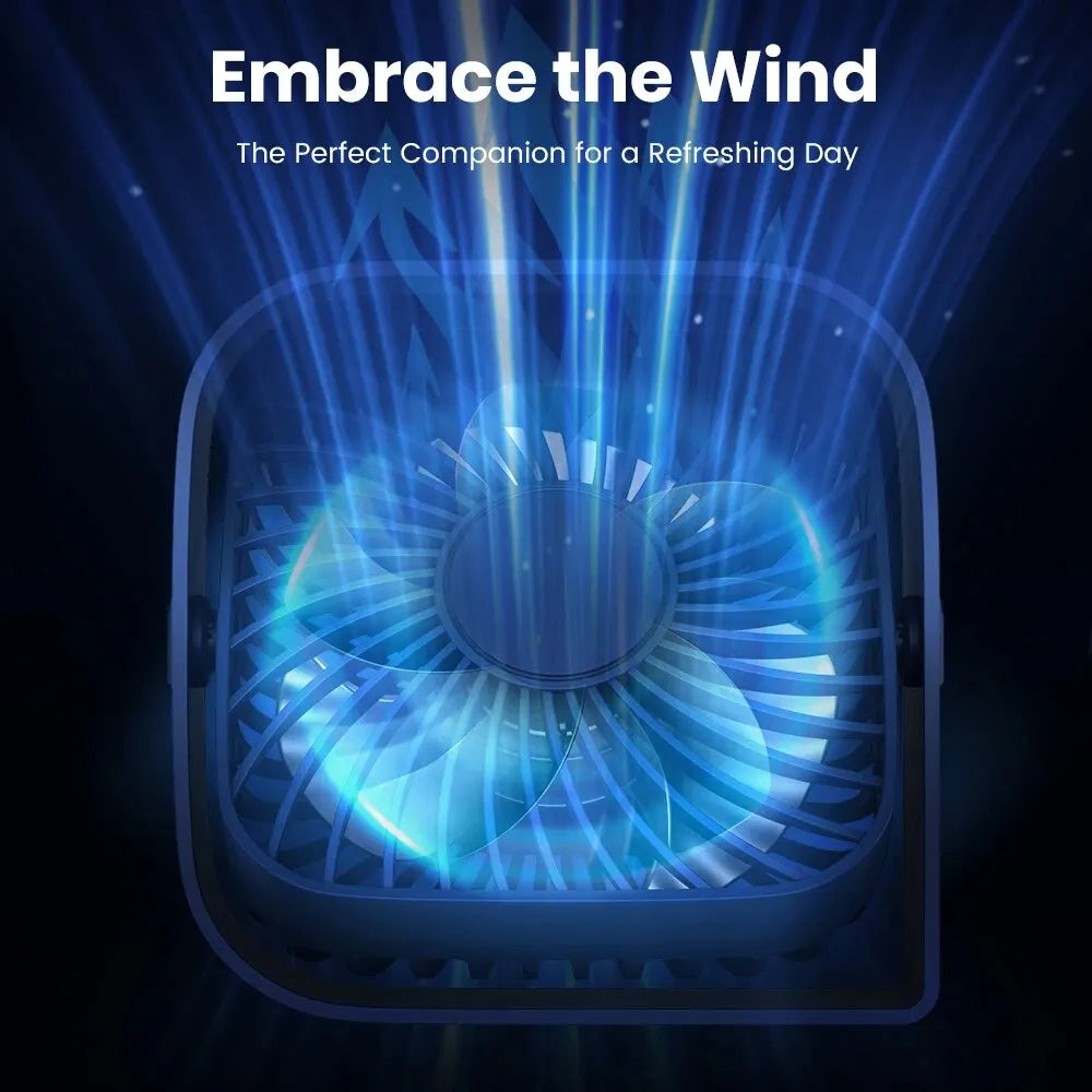 TOPK Mini Portable Fan USB Desk Fan Table Quiet 3 Speed Wind Personal Fan