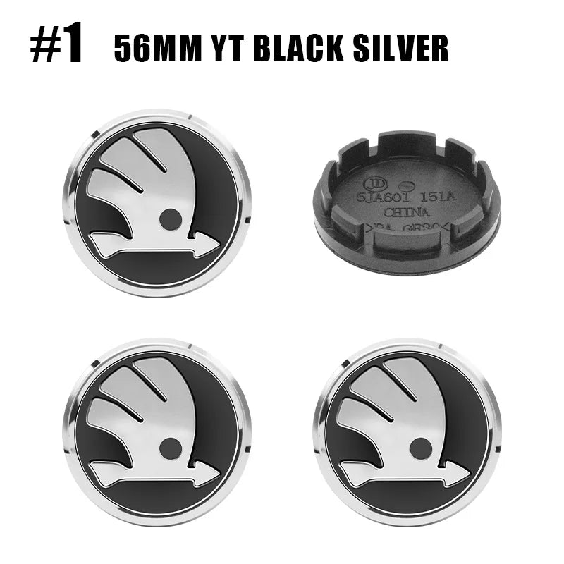 4Pcs 56mm 60mm Car Wheel Center Hub Caps Badge Rim Cover Emblem For Skoda