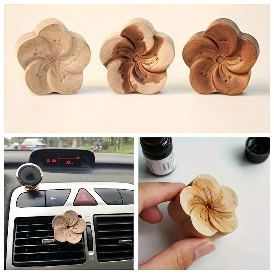 DIY fragrance No perfume wooden flower diffuser vent clip ornament car air