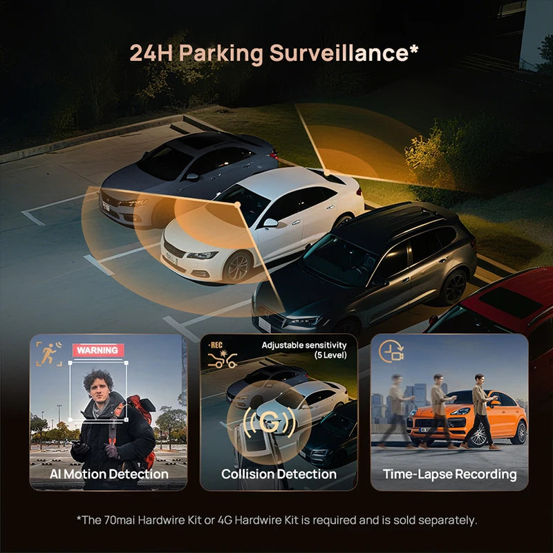 70mai A810S 4K Dash Cam IMX678 Dual HDR Supercapacitor 4G LTE Remote