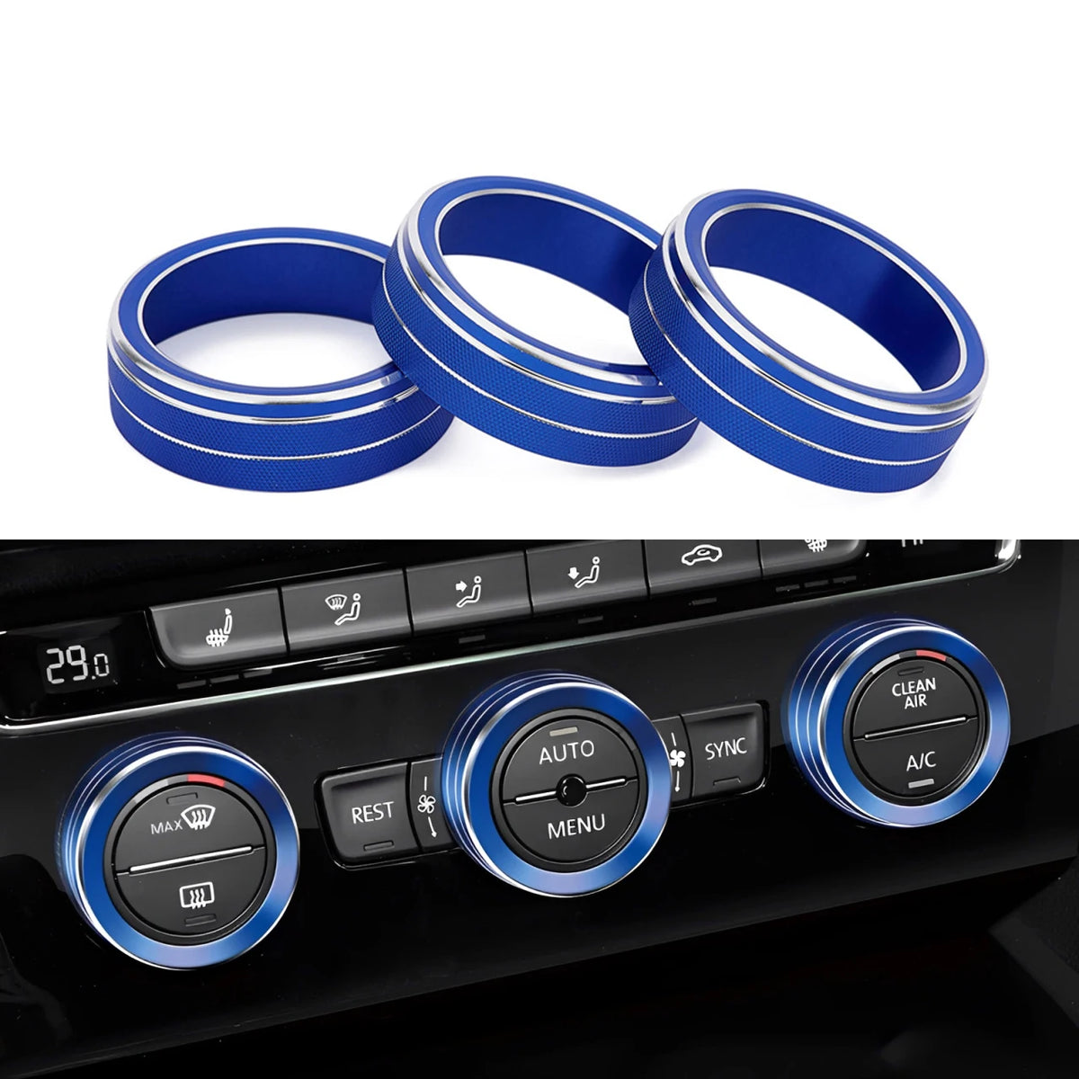 Ac Control Knob Ring Car Stickers For Vw Tiguan Atlas T-roc Ateca Fr Passat