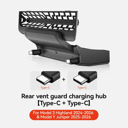YZ For Tesla Model 3/Y Highland Juniper Rear Air Vent 27W Quick Charger USB