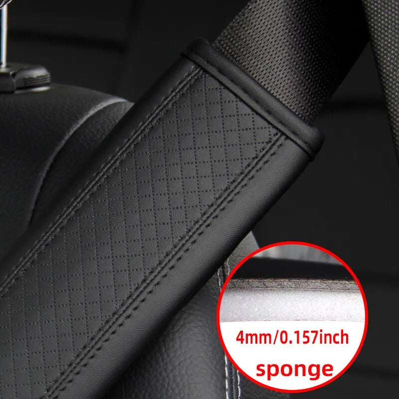 1PCS PU Leather Embossed Car Seat Belt Shoulder Cover Decompression Comfort