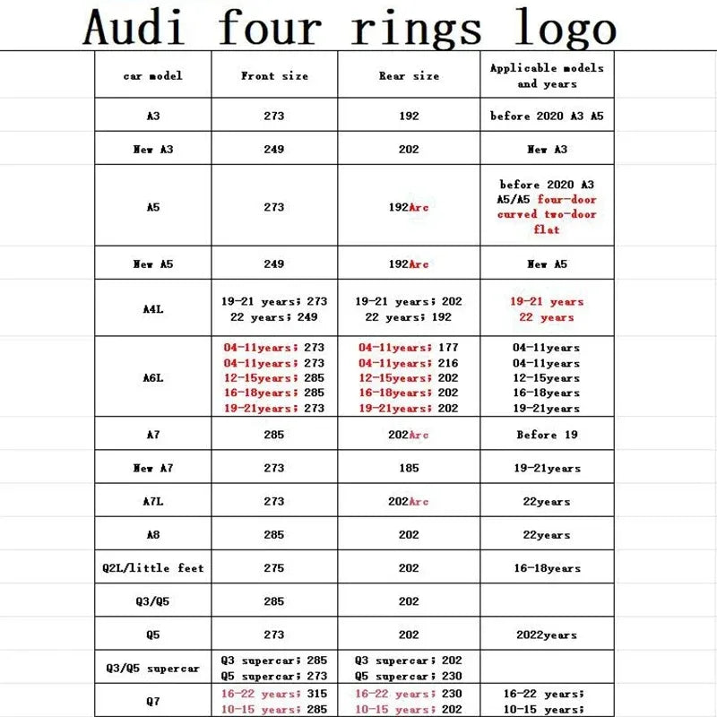 4 Rings Logo ABS Chrome Black Car Front Hood Emblem Bonnet Auto Badge Rear
