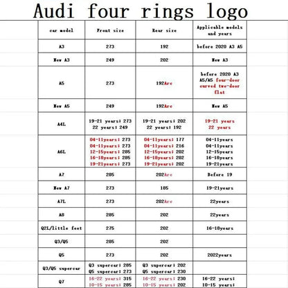 4 Rings Logo ABS Chrome Black Car Front Hood Emblem Bonnet Auto Badge Rear