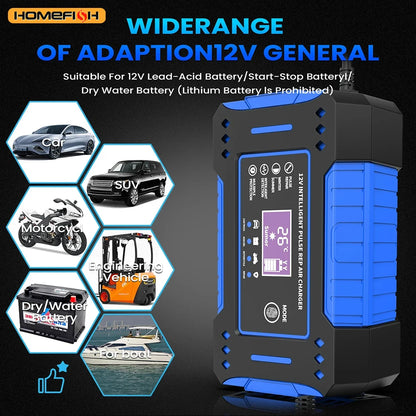 Battery Repair LCD Display 6A 12V Intelligent Car Battery Charger Car and