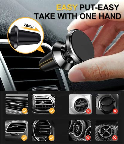 Magnetic Phone Holder Car Mount With Car Air Vent Clip Cellphone Mount