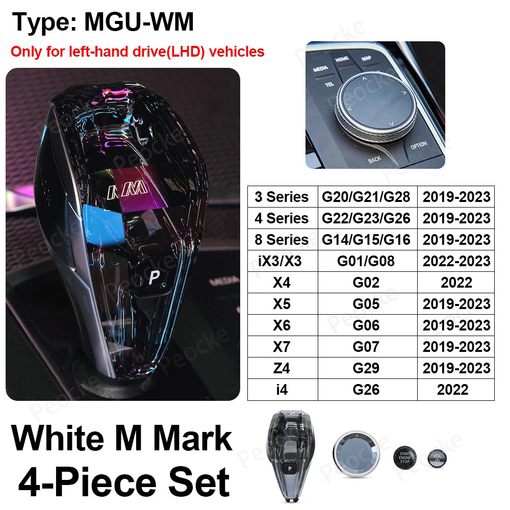 4 Piece Set Crystal Gear Shift Knob Lever For BMW G20 G21 iX3 G08 X3 G01 X6