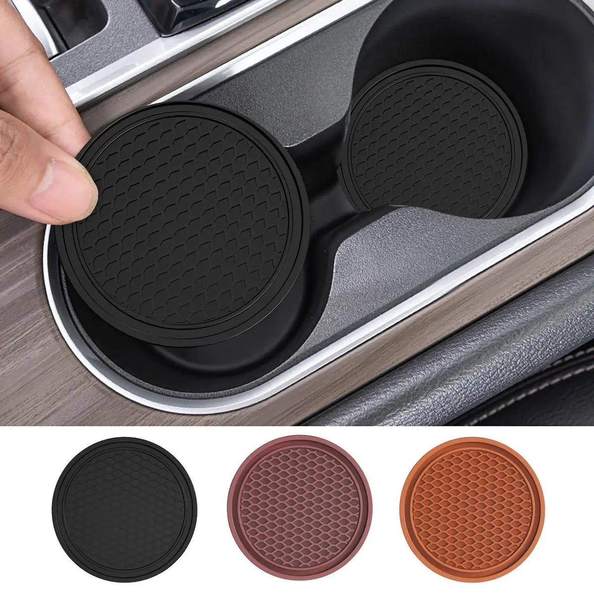 Car Cup Holder Anti-Slip Silicone Insert Coaster Mat Car Black Fit For Most
