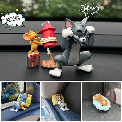 Kawaii Tom Jerry Ornament Cartoon Figure Mini Ornament Car Dashboard