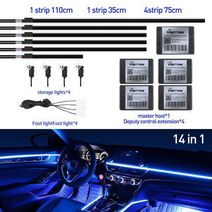 Full Color Streamer Car Ambient Lights RGB 64 Color LED Interior Hidden