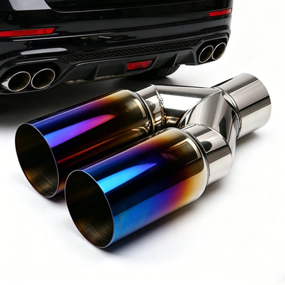 63mm Inlet 76mm Outlet Double Cylinder Stainless Steel Exhaust Tailpipe