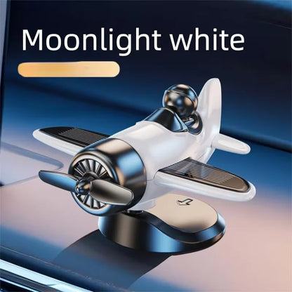 Solar Powered Rotating Airplane Car Dashboard Ornament 360° Auto Spin Decor