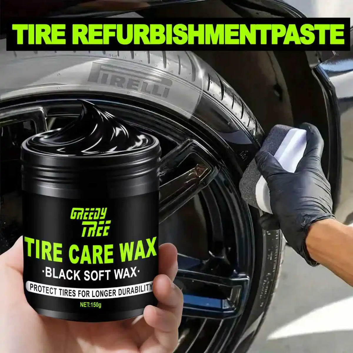 Tire Shine Spray and Dressing – High Gloss Black Tire Polish with UV