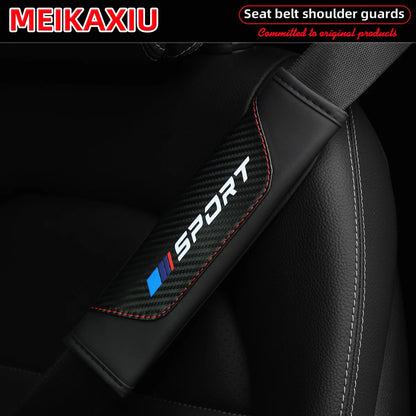 1/2pcs Women's PU Leather Carbon Fiber Sport Car Shoulder Guard Cover Seat