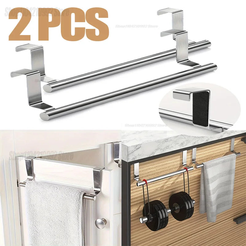 Towel Rack Over Door Towel Bar Hanging Holder Stainless Steel Bathroom