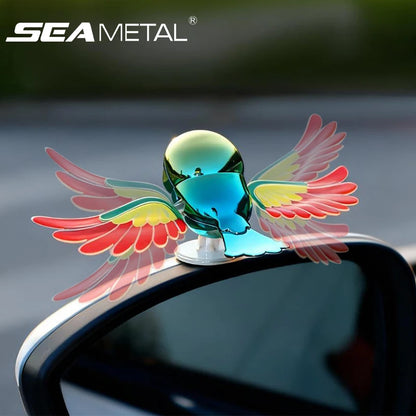 SEAMETAL Flying Bird Car Ornament Fun Flaps Wings Decor for Rearview Mirror