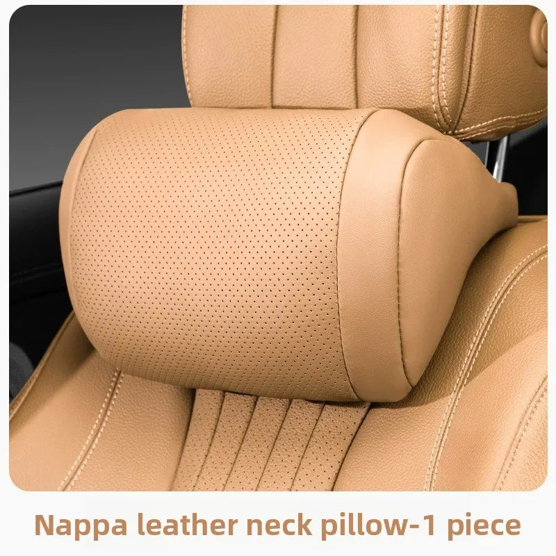 Luxury Nappa Leather Car Seat Headrest Car Interior Seat Protect Neck