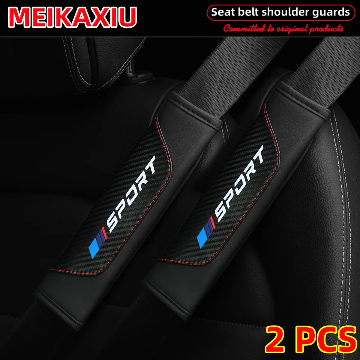 Women'S PU Leather Carbon Fiber Sport Car Shoulder Guard Cover Seat Belt