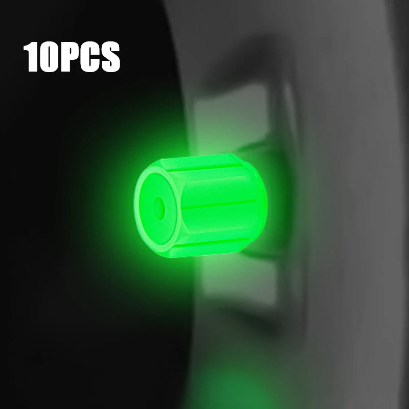 10/50pcs Luminous Valve Cap Car Fluorescent Tire Valves Cap Glow In The