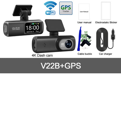 UHD 4K WiFi Dash Cam Dual Lens Driving Recorder Car DVR Optional 1080P Rear
