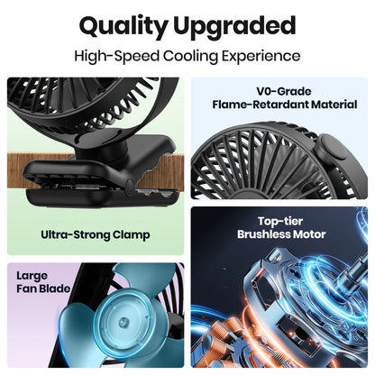 TOPK Mini Portable Clip Fan USB Desk Fan 3 Speeds Quiet Wind 720 Rotate