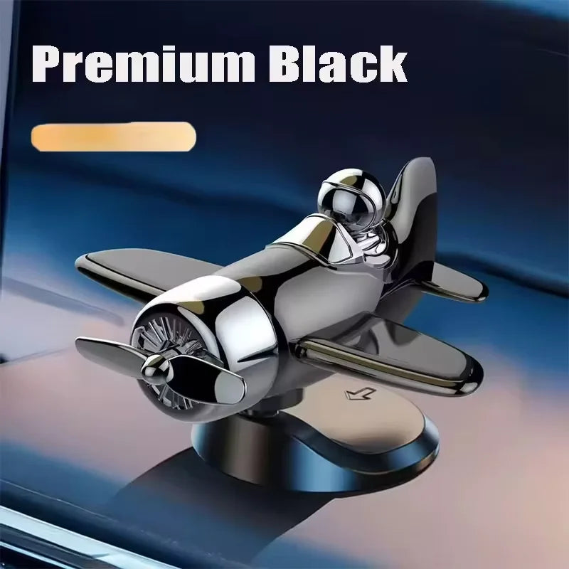 Solar Powered Rotating Airplane Car Dashboard Ornament 360° Auto Spin Decor