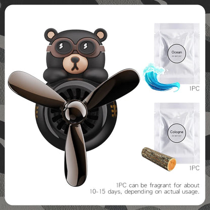 Rotating Propeller Plane pilot bear car air fresheners vent clip ornament