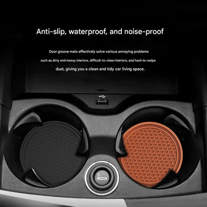 Car Cup Holder Anti-Slip Silicone Insert Coaster Mat Car Black Fit For Most