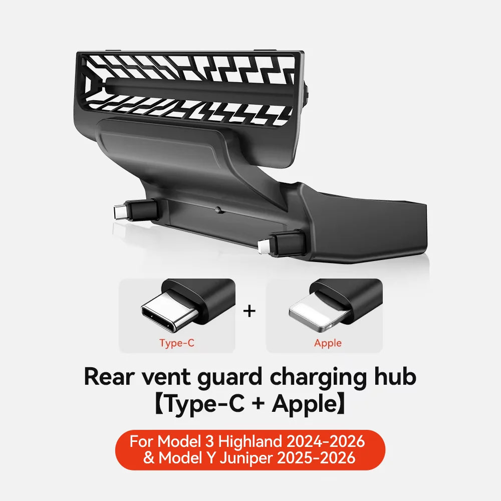 YZ For Tesla Model 3/Y Highland Juniper Rear Air Vent 27W Quick Charger USB