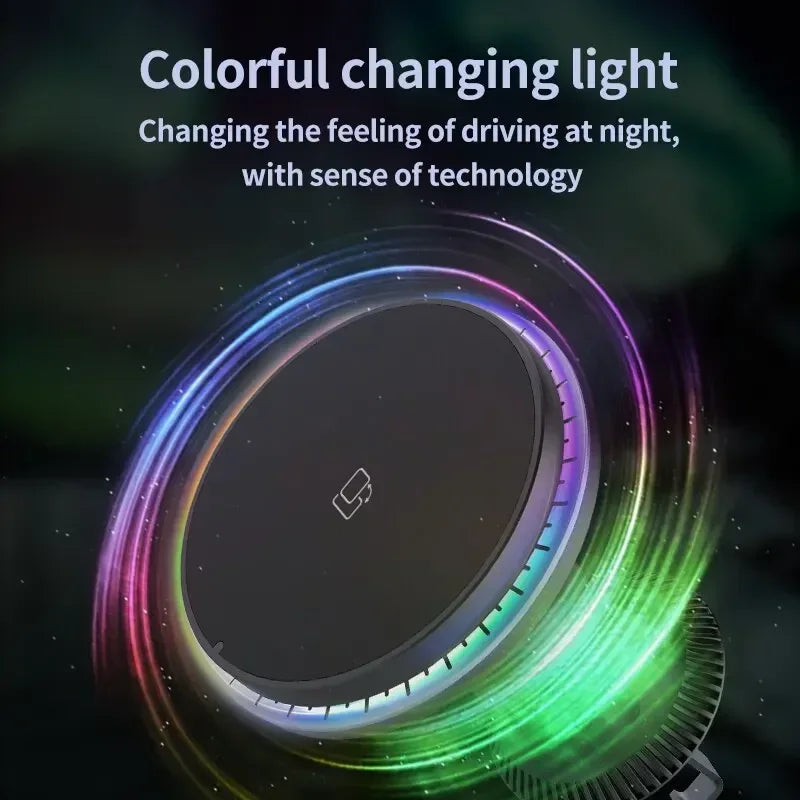 LED/RGB Magnetic Car Wireless Charger For iPhone 12 13 14 15 Pro Max