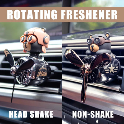 Rotating pilot bear ornaments outlet car air freshener vent clip perfume