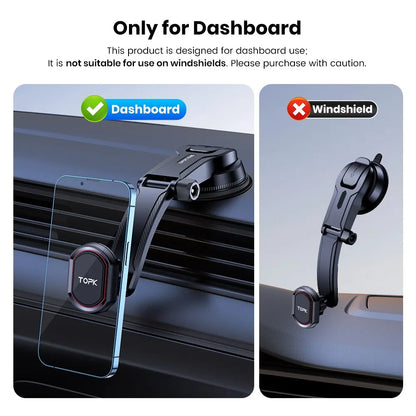 TOPK Magnetic Car Phone Holder 2-In-1 Handsfree Stand Mount Dashboard Air