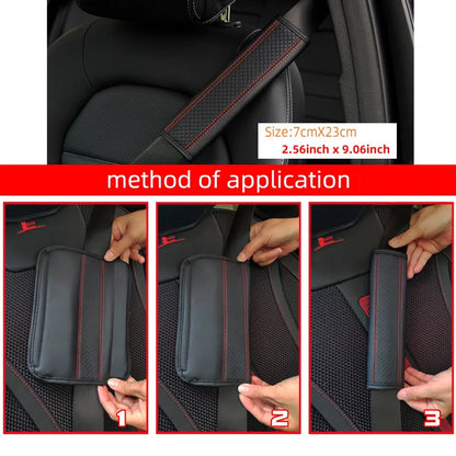 1PCS PU Leather Embossed Car Seat Belt Shoulder Cover Decompression Comfort
