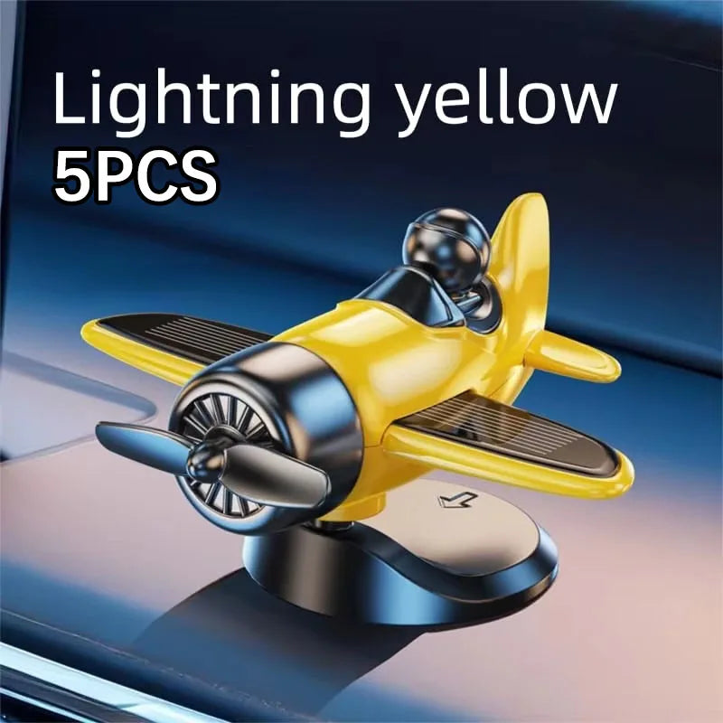 Solar Powered Rotating Airplane Car Dashboard Ornament 360° Auto Spin Decor