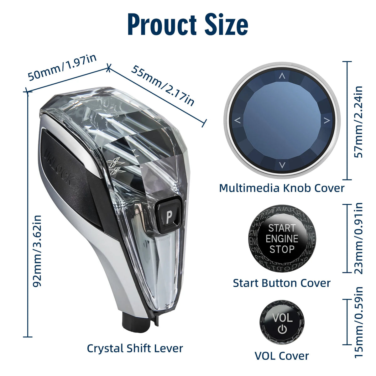 4pcs/Set Crystal Gear Shift Knob Lever For BMW G20 G21 IX3 G08 X3 G01 X6
