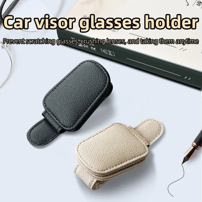 JFBONIN Magnetic Leather Sunglasses Holder Car Sunshade Clip with Ticket