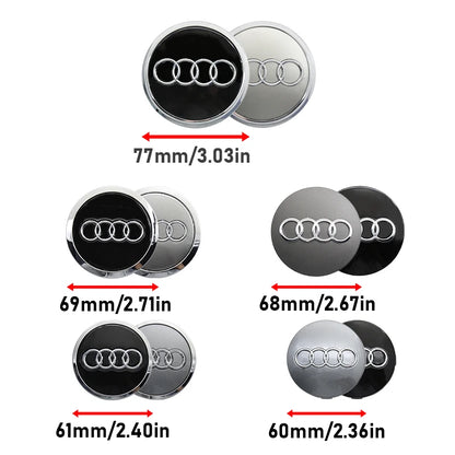 4PCS 60mm 61mm 68mm 69mm 77mm Car Wheel Center Cap Hub Cover Badge For Audi