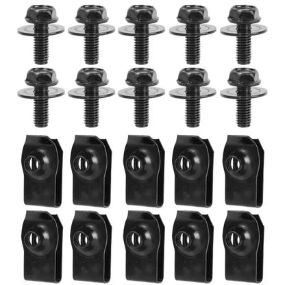 20pcs Car Body Bolts & U-nut Clips M6 Engine Cover Undertray Floor Splash