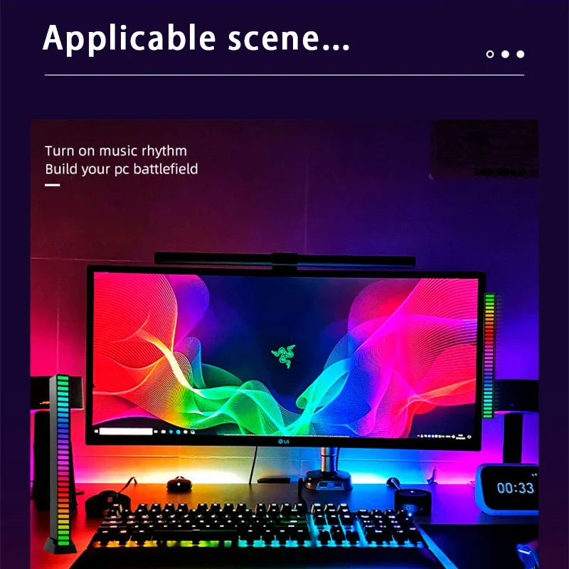 RGB LED Strip Light Music Sound Control Pickup Rhythm Ambient Lamp