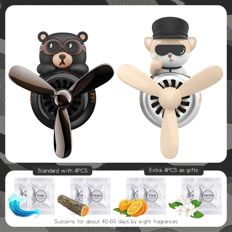 Rotating pilot bear ornaments outlet car air freshener vent clip perfume