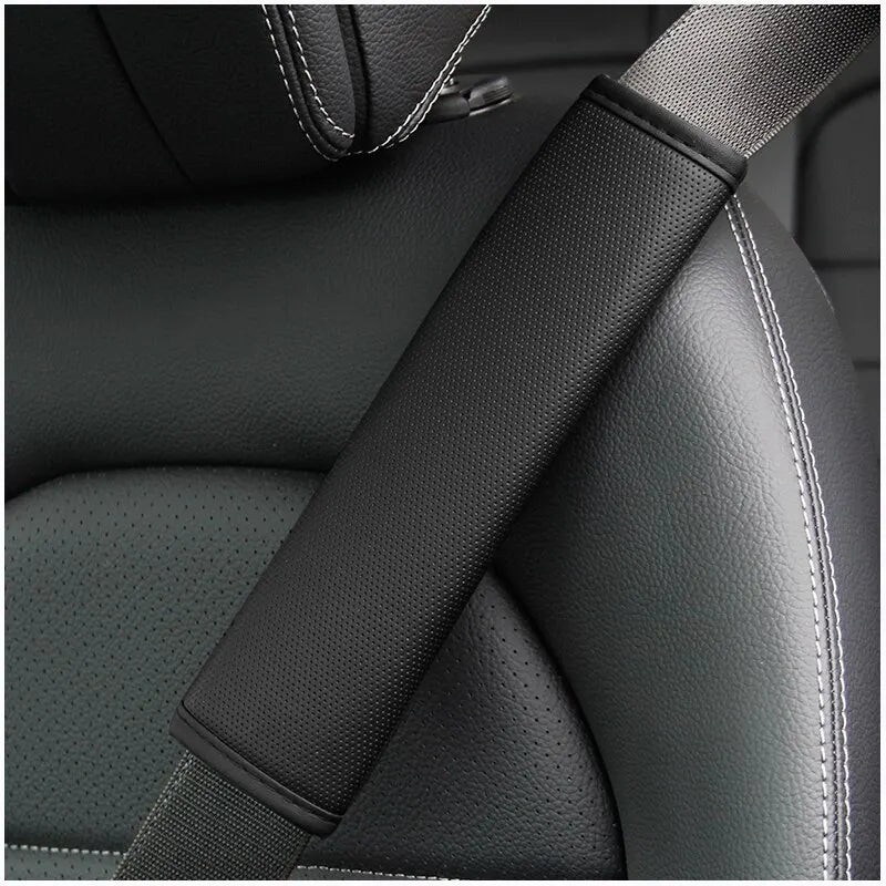 1PCS PU Leather Embossed Car Seat Belt Shoulder Cover Decompression Comfort