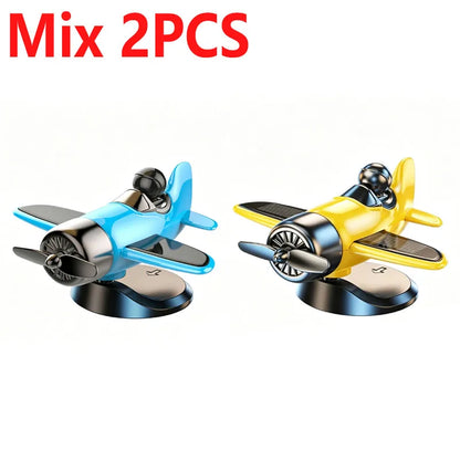 Solar Powered Rotating Airplane Car Dashboard Ornament 360° Auto Spin Decor