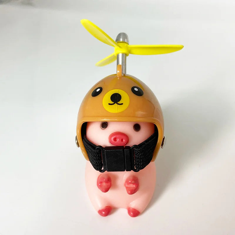 Cute little pig Electric Scooter Pig Wearing Helmet Car Ornament Motorcycle