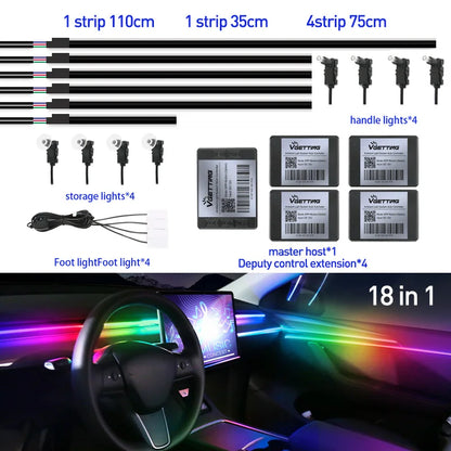 Full Color Streamer Car Ambient Lights RGB 64 Color LED Interior Hidden