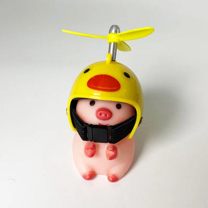 Cute little pig Electric Scooter Pig Wearing Helmet Car Ornament Motorcycle