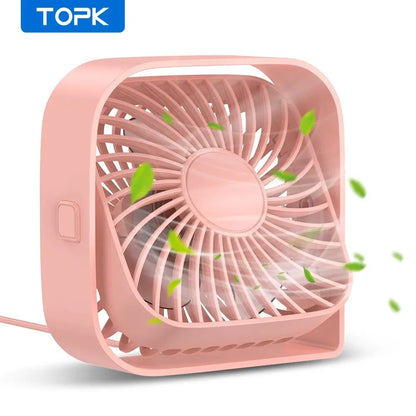 TOPK Mini Portable Fan USB Desk Fan Table Quiet 3 Speed Wind Personal Fan