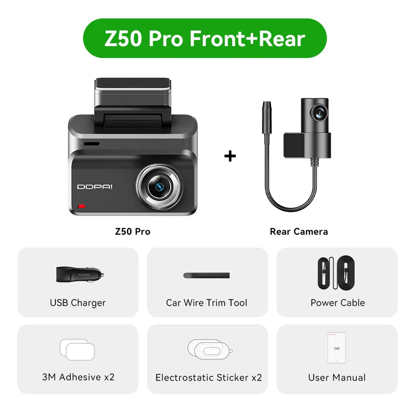 DDPAI Z50 Pro Dash Cam 4K Car DVR 3"IPS Screen 5GHz WiFi GPS ADAS 24H